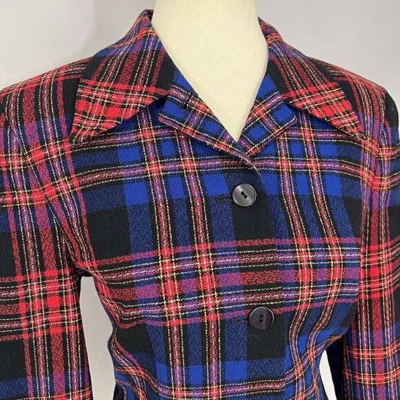 Pendleton Vintage Wool Blazer Blue Plaid Sz 8 Two Button Jacket Preppy Academia - Picture 4 of 10